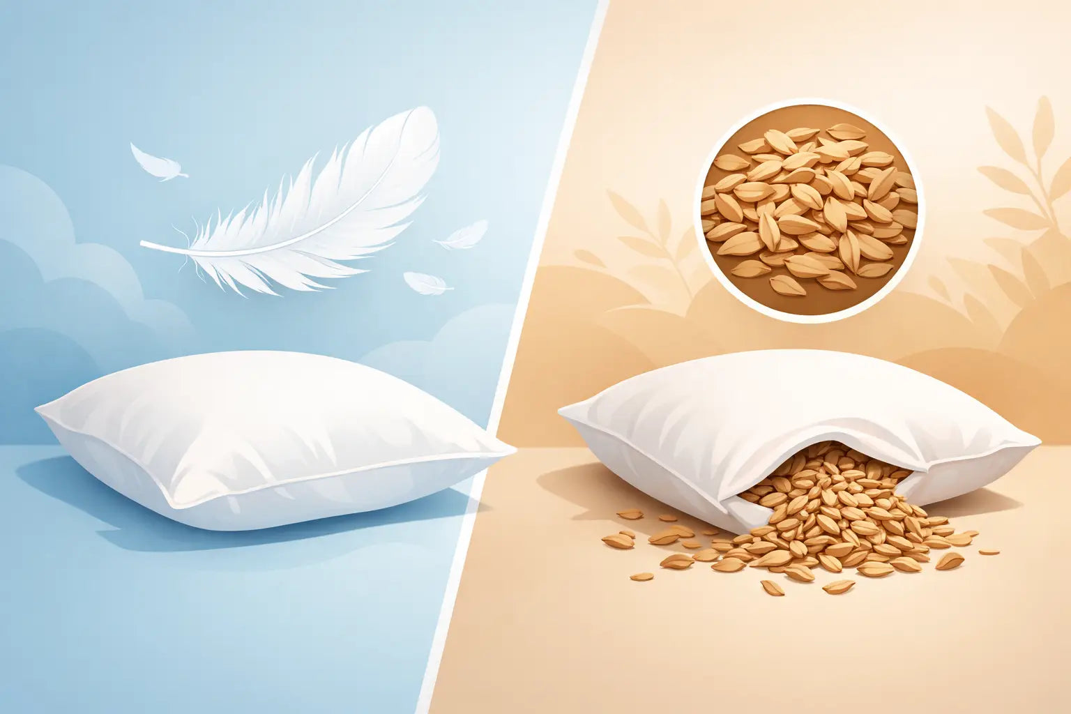 Differenza tra piuma e farro nel cuscino