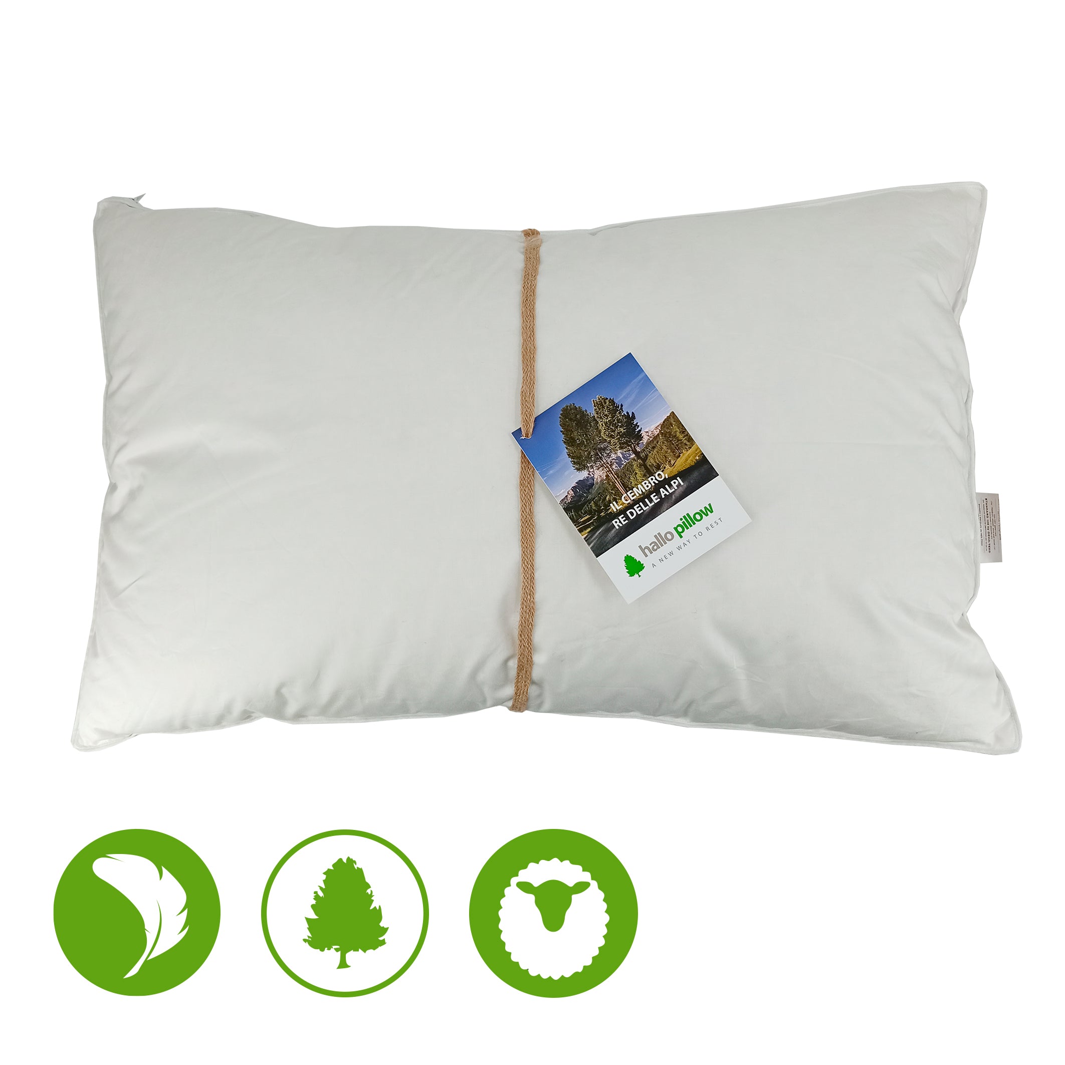 Cuscino a 3 camere (50 x 80 cm): pino cembro, lana di pecora e piumino