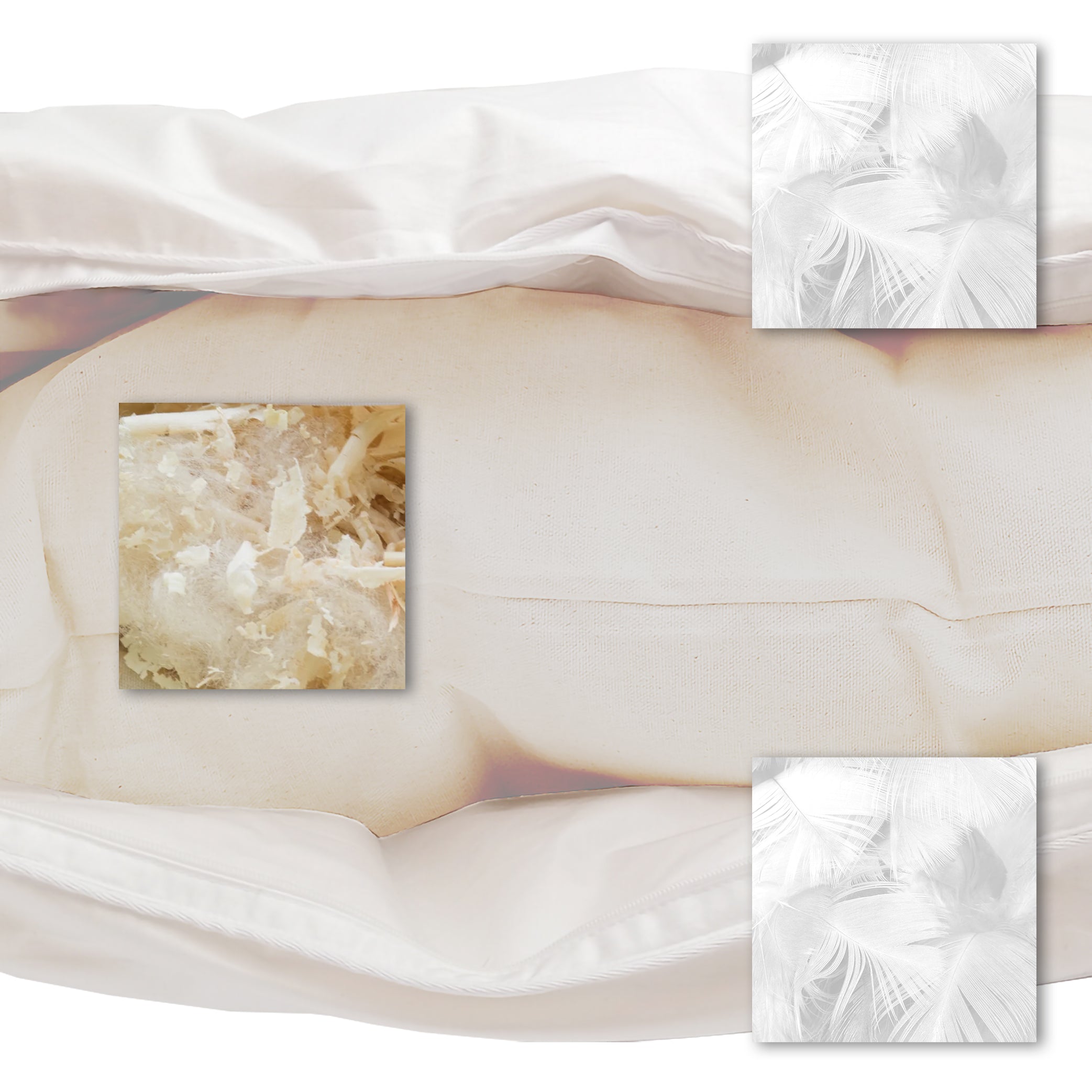 Cuscino a 3 camere (50 x 80 cm): pino cembro, lana di pecora e piumino