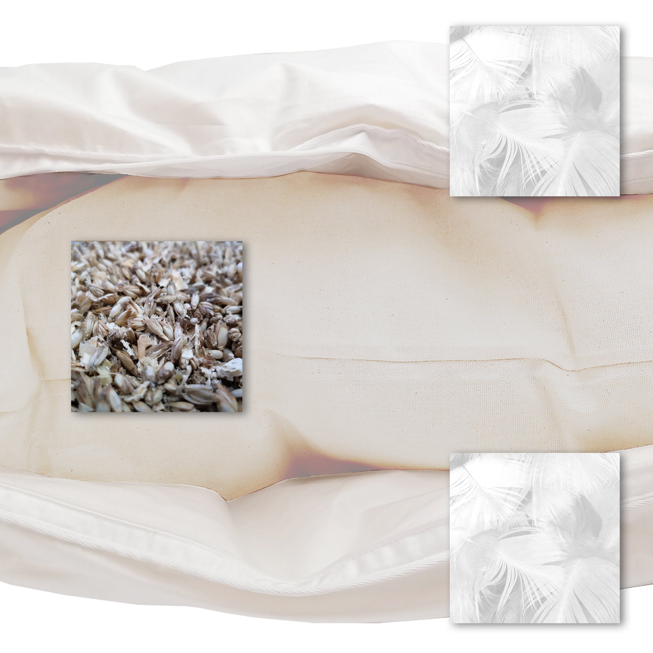 Cuscino a 3 camere (50 x 80 cm) – pino cembro, pula di farro biologica e piumino