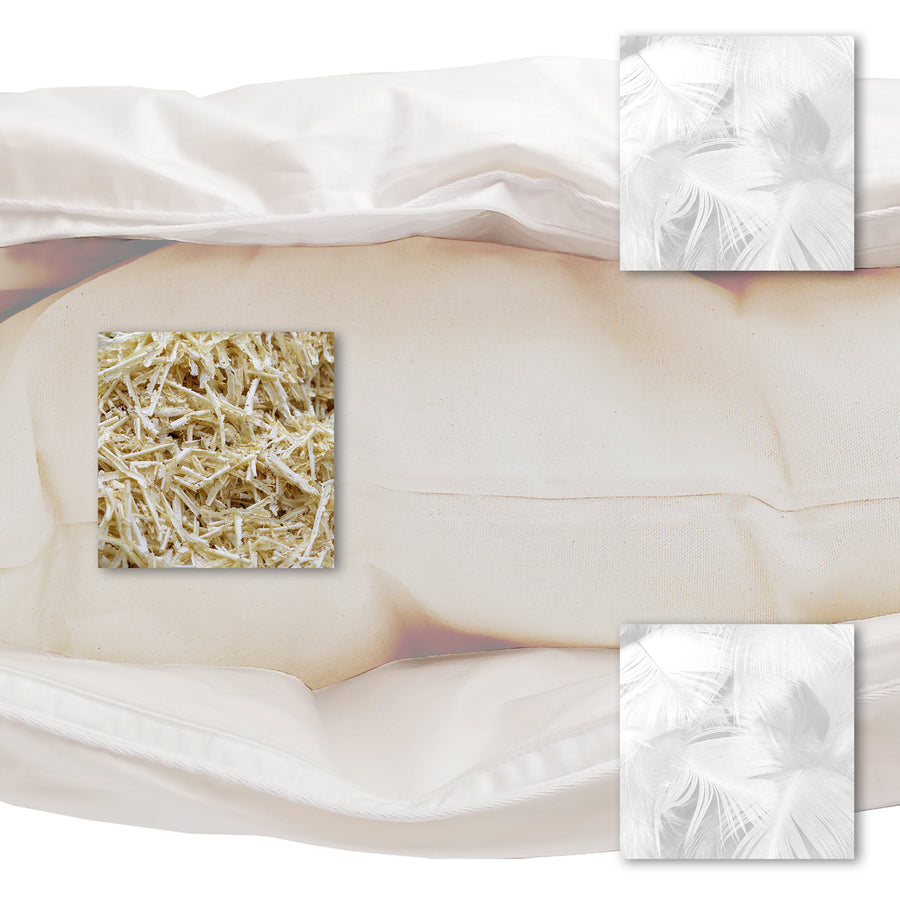 Guanciale 3 camere, 50 x 80 cm, due camere con piumette e una con pino cembro,
